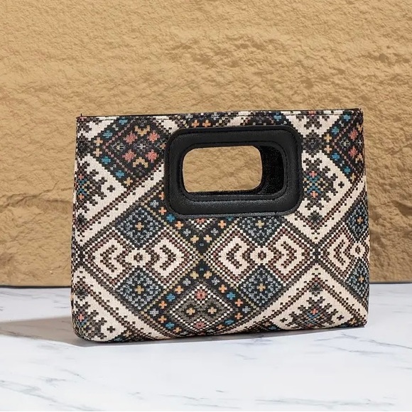 Geometric Pattern Clutch with Handle - Picture 1 of 3
